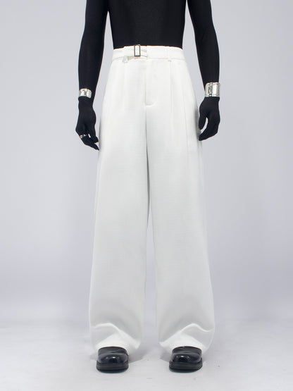 Metal Buckle Design Wide Leg Trousers WN23653
