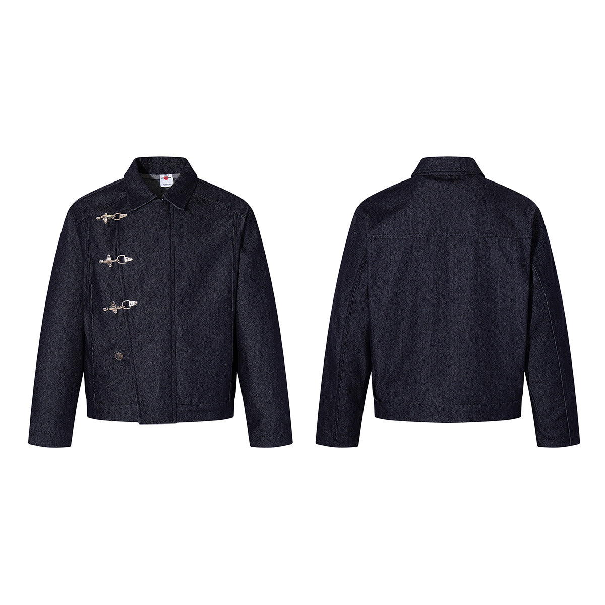 Washed Raw Denim Metal Buckle Jacket & Wide Leg Denim Jeans Setup WN23048