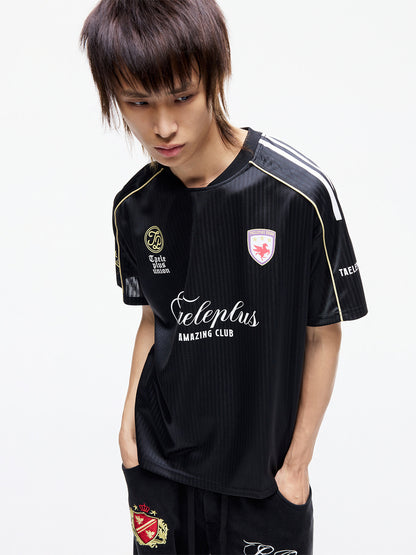 Sporty Textured Panel Print Short Sleeve T-Shirt WN27309