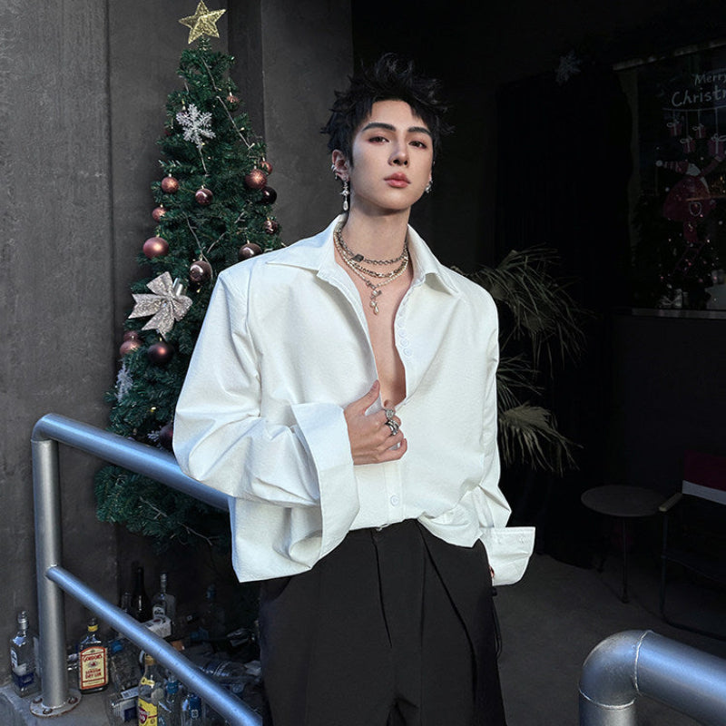 Oversize Lapel Long Sleeve Shirt WN25062