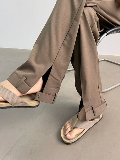 Reverse Design Split Straight Leg Trousers WN7350