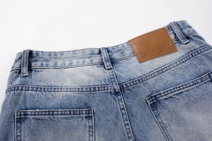 Embroidery Paint Wash Wide Leg Denim Jeans WN27958