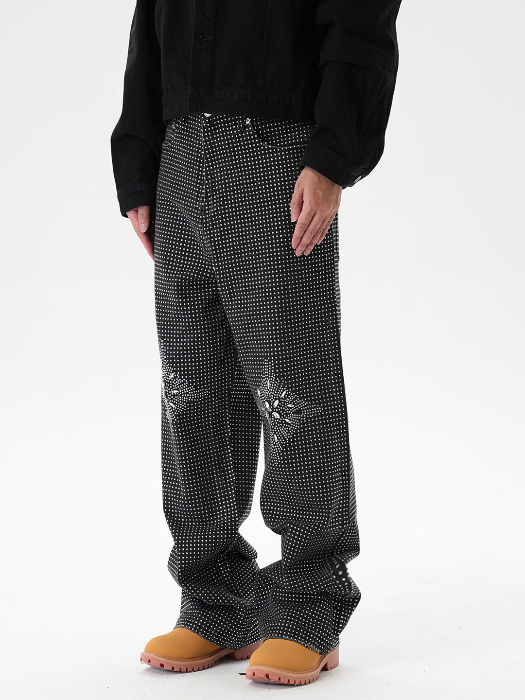 Rhinestone Straight Denim Jeans WN24338