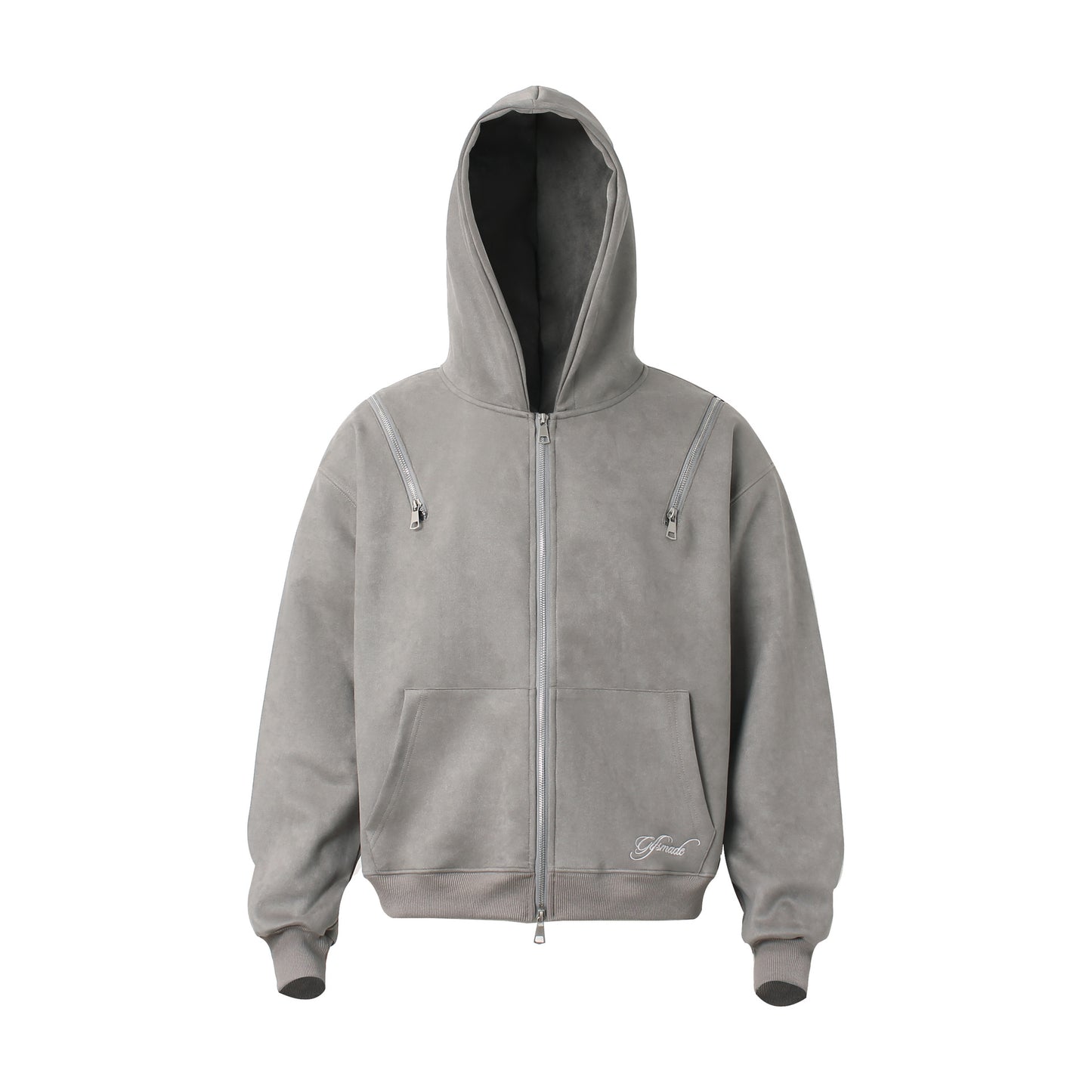 Suede Fabric Zipper Hoodie WN23578