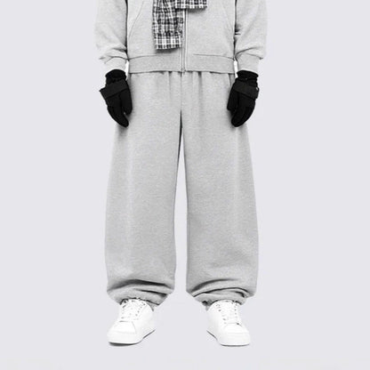 Plaid Scarf Zipper Jacket & Wide Leg Drawstring Pants Setup WN28040