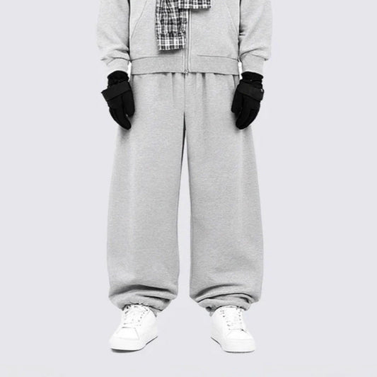 Plaid Scarf Zipper Jacket & Wide Leg Drawstring Pants Setup WN28040