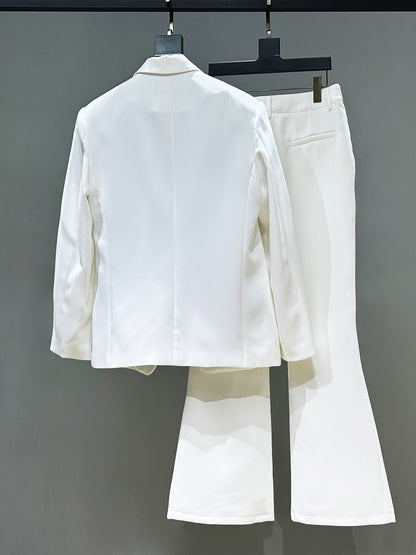 Embroidery Tailored Jacket & Flare Trousers Setup WN23943