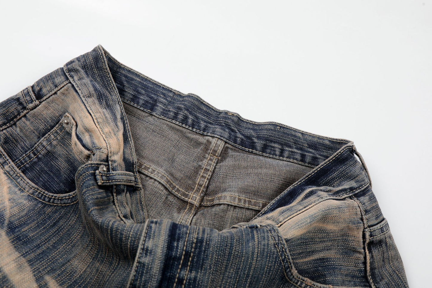 Washed Whisker Wide Leg Denim Jeans WN26132