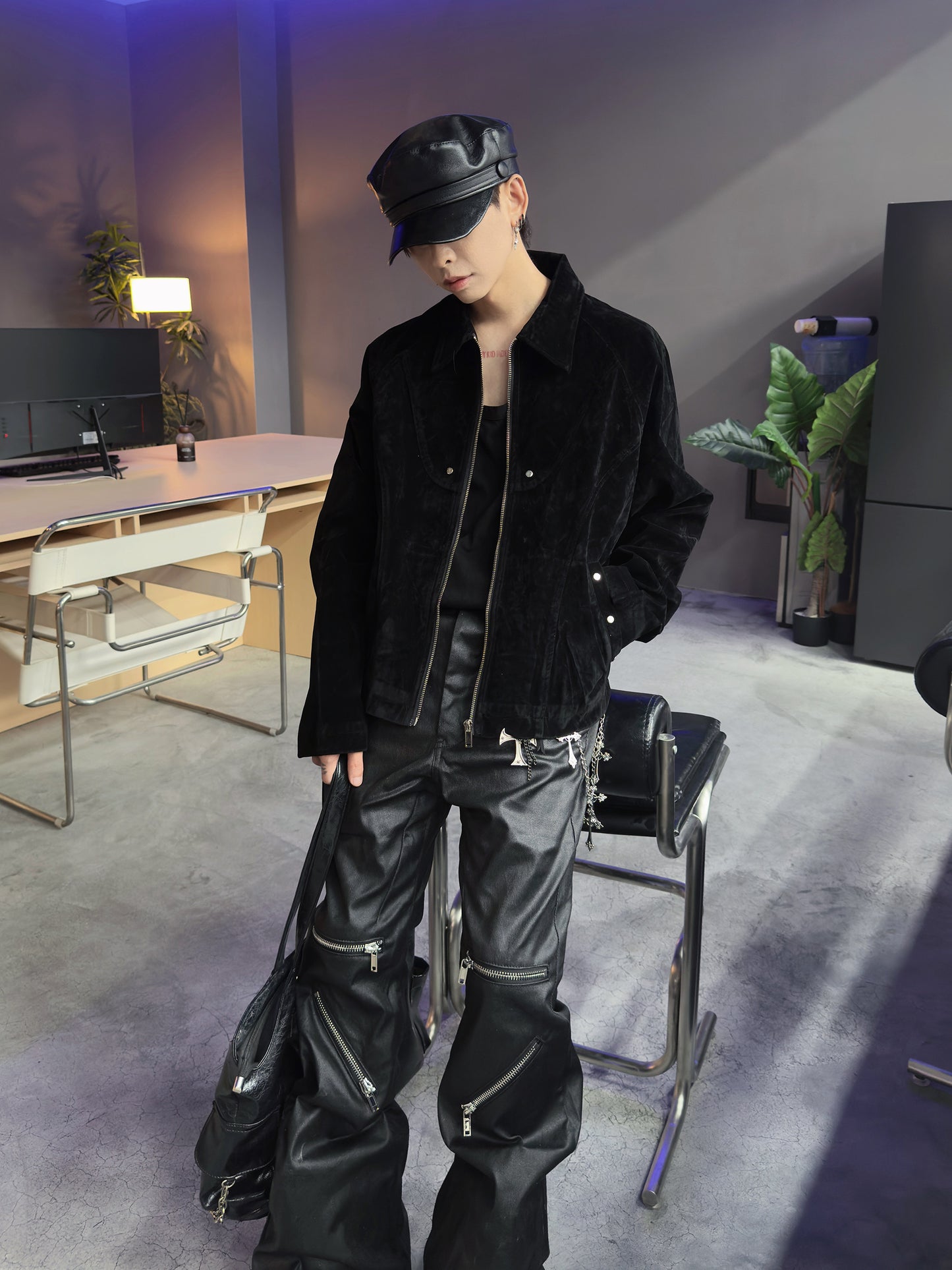 Suede Zipper Short Jacket WN22948