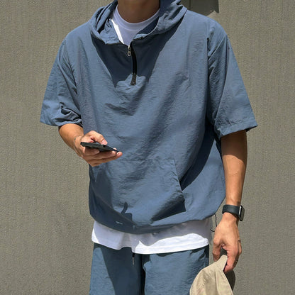 Quick-Dry Short Sleeve Hoodied T-shirt & Straight Half Pants Setup WN20316