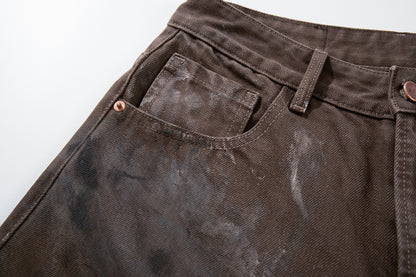 Paint Graffiti Washed Wide Leg Denim Jeans WN23046