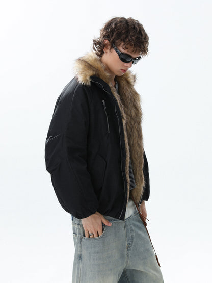 Fake Fur-Collar Thick Warm Zipper Jacket WN22094