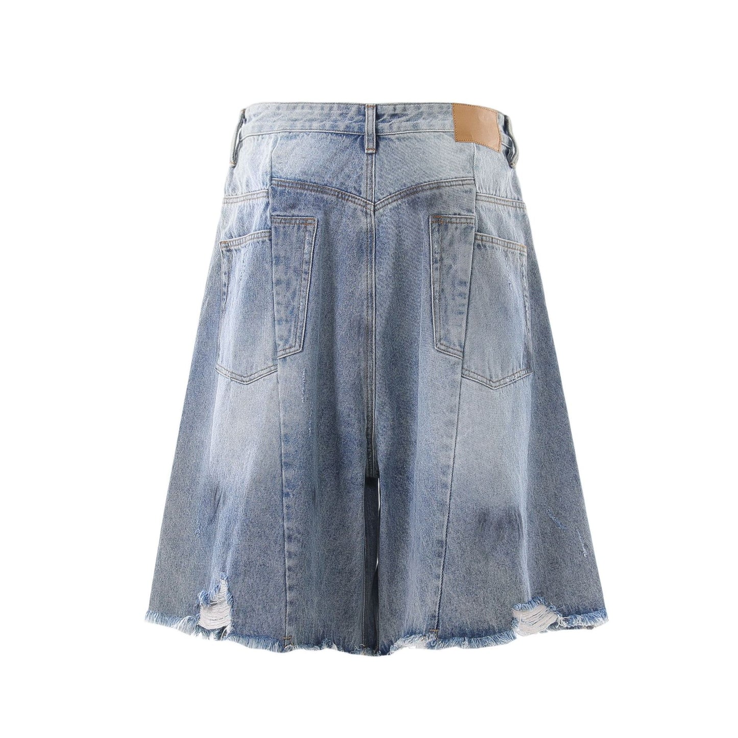 Frayed Distressed Denim Half Jeans WN25413