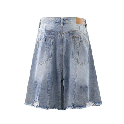 Frayed Distressed Denim Half Jeans WN25413