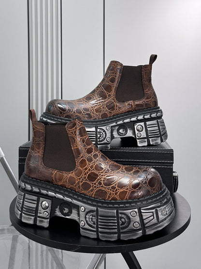 Croc Pattern Side Gore Platform Short Boots WN24580