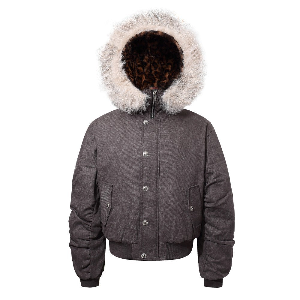 Detachable Fake Fur Hooded Puffer Jacket WN28069