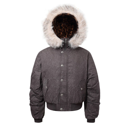 Detachable Fake Fur Hooded Puffer Jacket WN28069