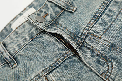 Wash Curved Wide Leg Denim Jeans WN18529