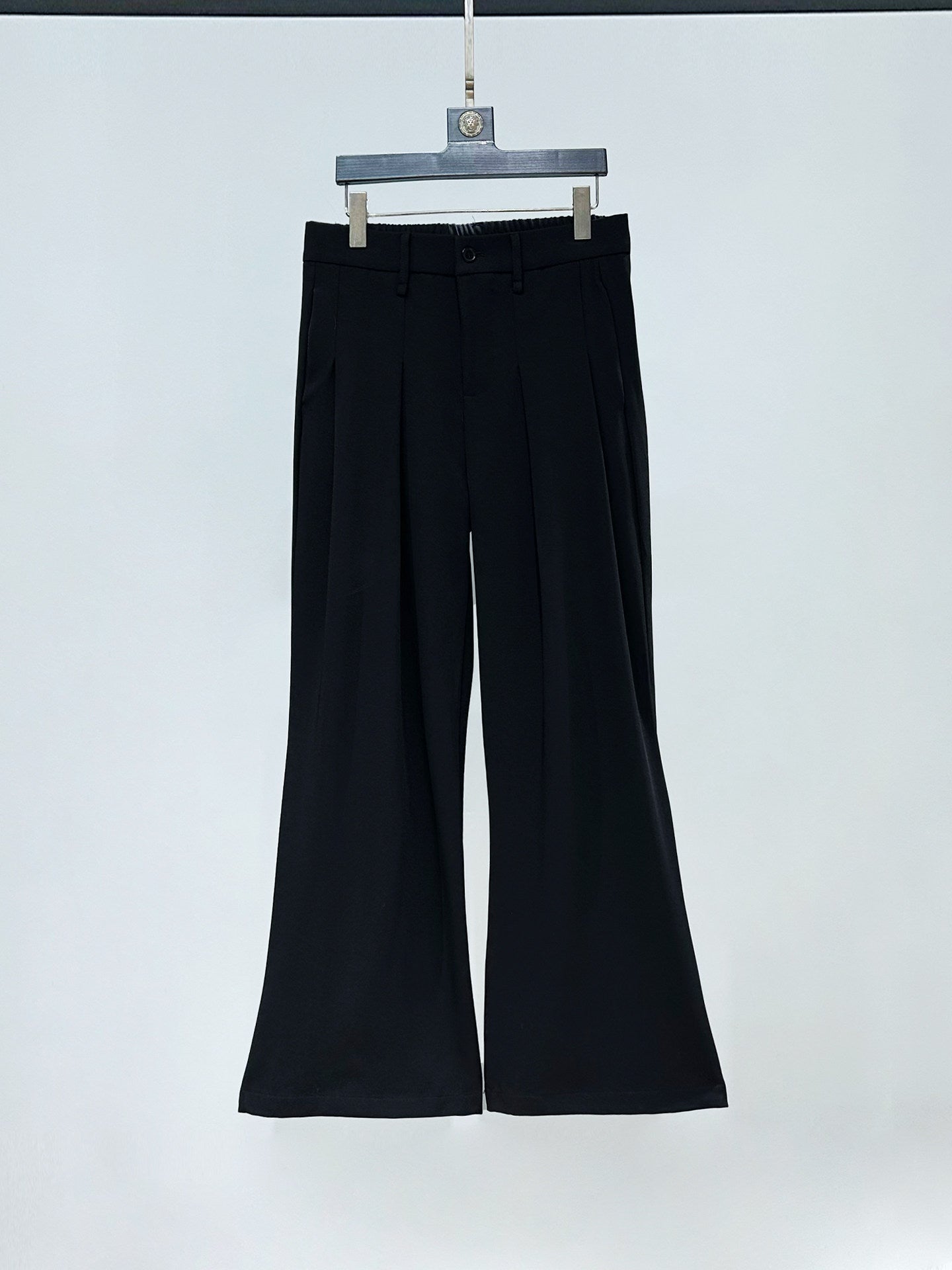 Metal Flower Brooch Fitted Tailored Jacket & Flare Trousers Setup WN23886