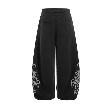 Tribal Print Drawstring Wide Leg Sweatpants WN25390