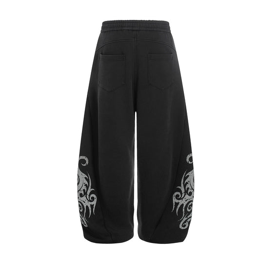 Tribal Print Drawstring Wide Leg Sweatpants WN25390
