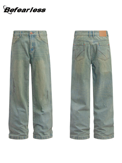 Washed Loose Straight Denim Jeans WN26326