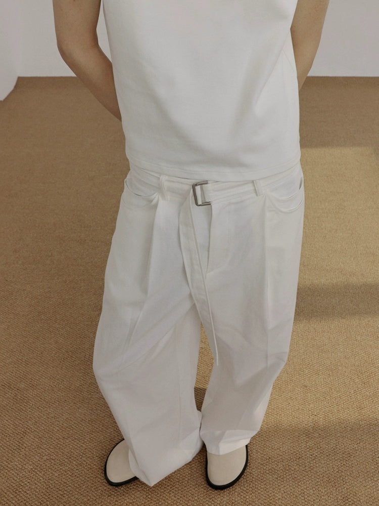 Belted Straight Leg Denim Jeans WN21522