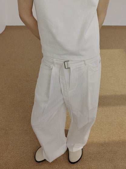 Belted Straight Leg Denim Jeans WN21522