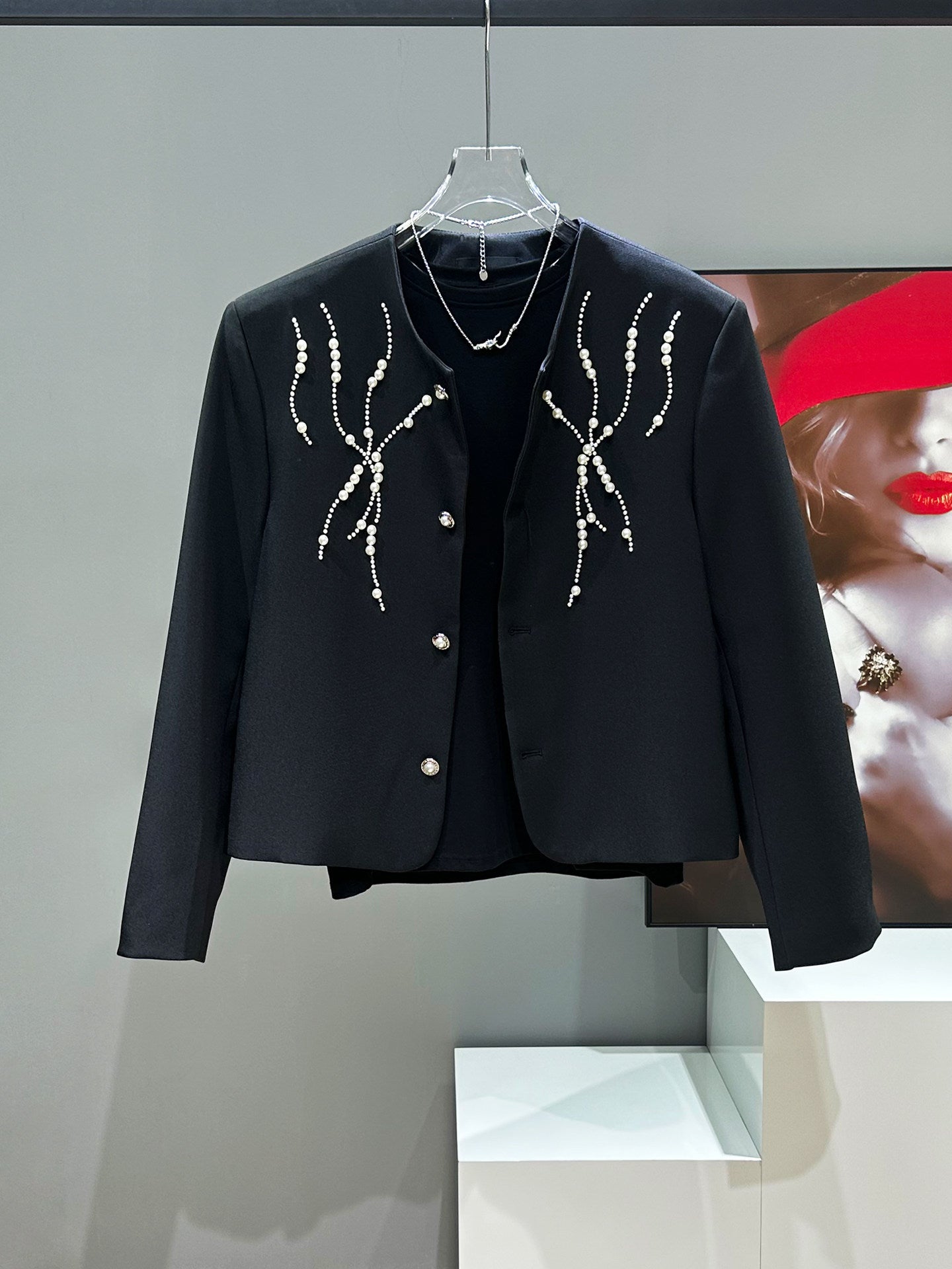 Pearl Short Jacket & Wide-Leg Straight Trousers Setup WN23966