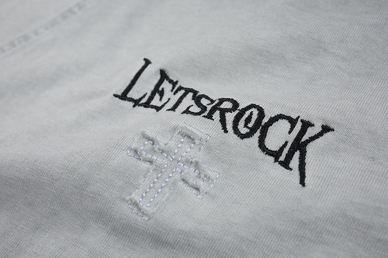 Washed Embroidery Raglan Short Sleeve T-Shirt WN25454