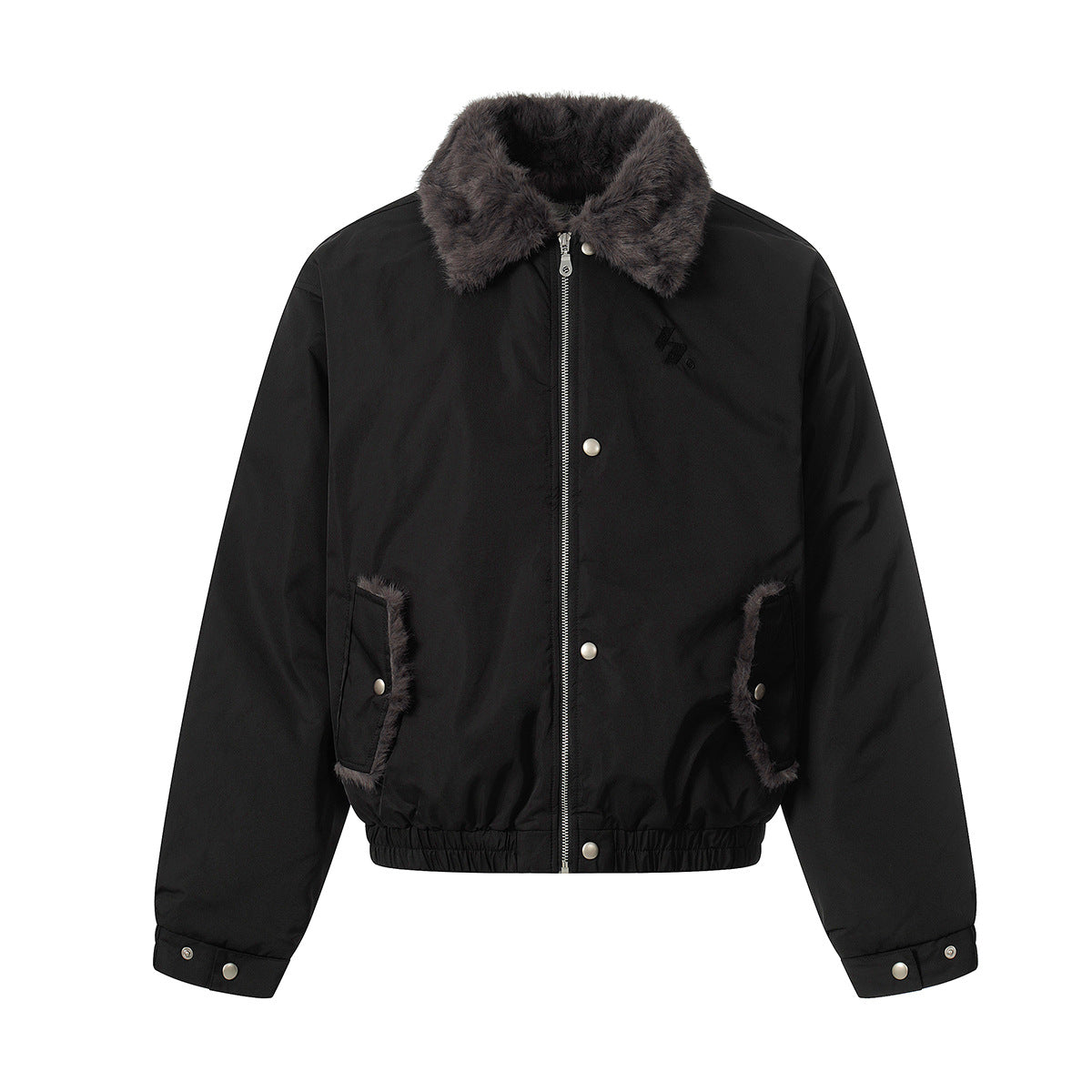 Fake Fur Collar Studs Design Fleece Lining Puffer Jacket WN21860