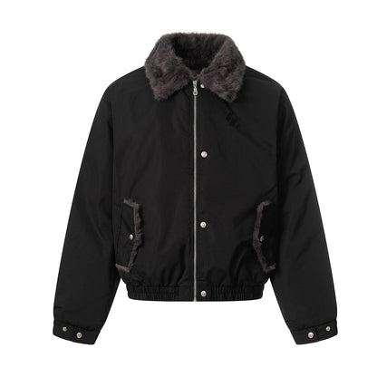 Fake Fur Collar Studs Design Fleece Lining Puffer Jacket WN21860