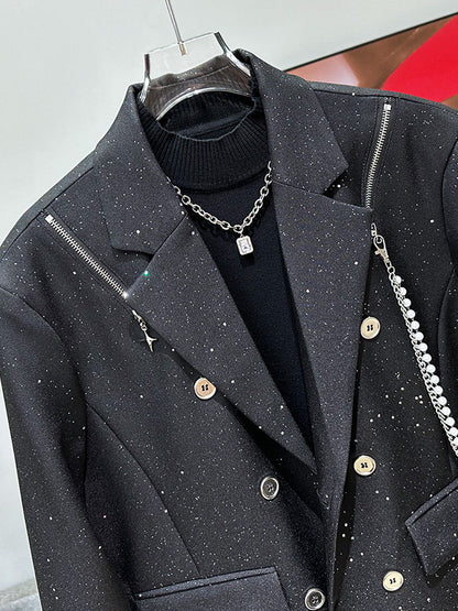 Sequin Metal Chain Tailored Jacket WN23853