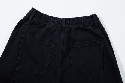 Washed Curved Panel Denim Jeans WN13127