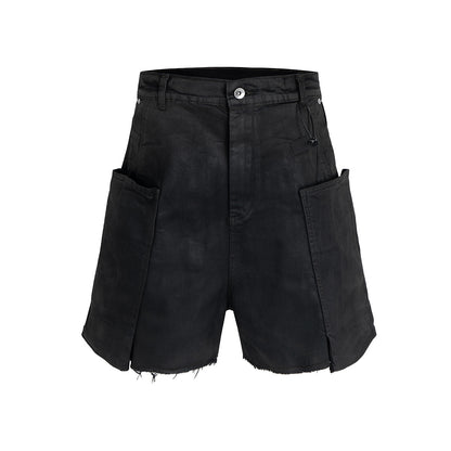 Washed Coating Cargo Pocket Denim Half Pants WN25714