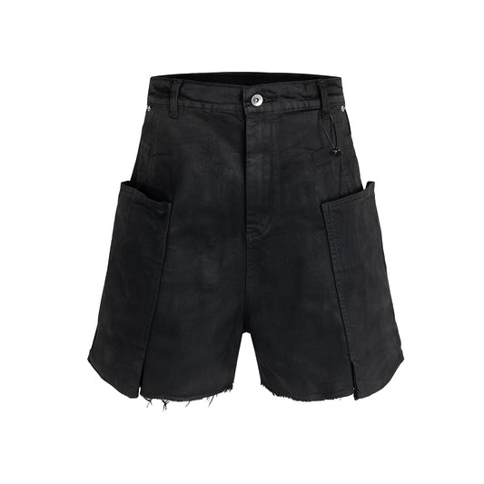 Washed Coating Cargo Pocket Denim Half Pants WN25714