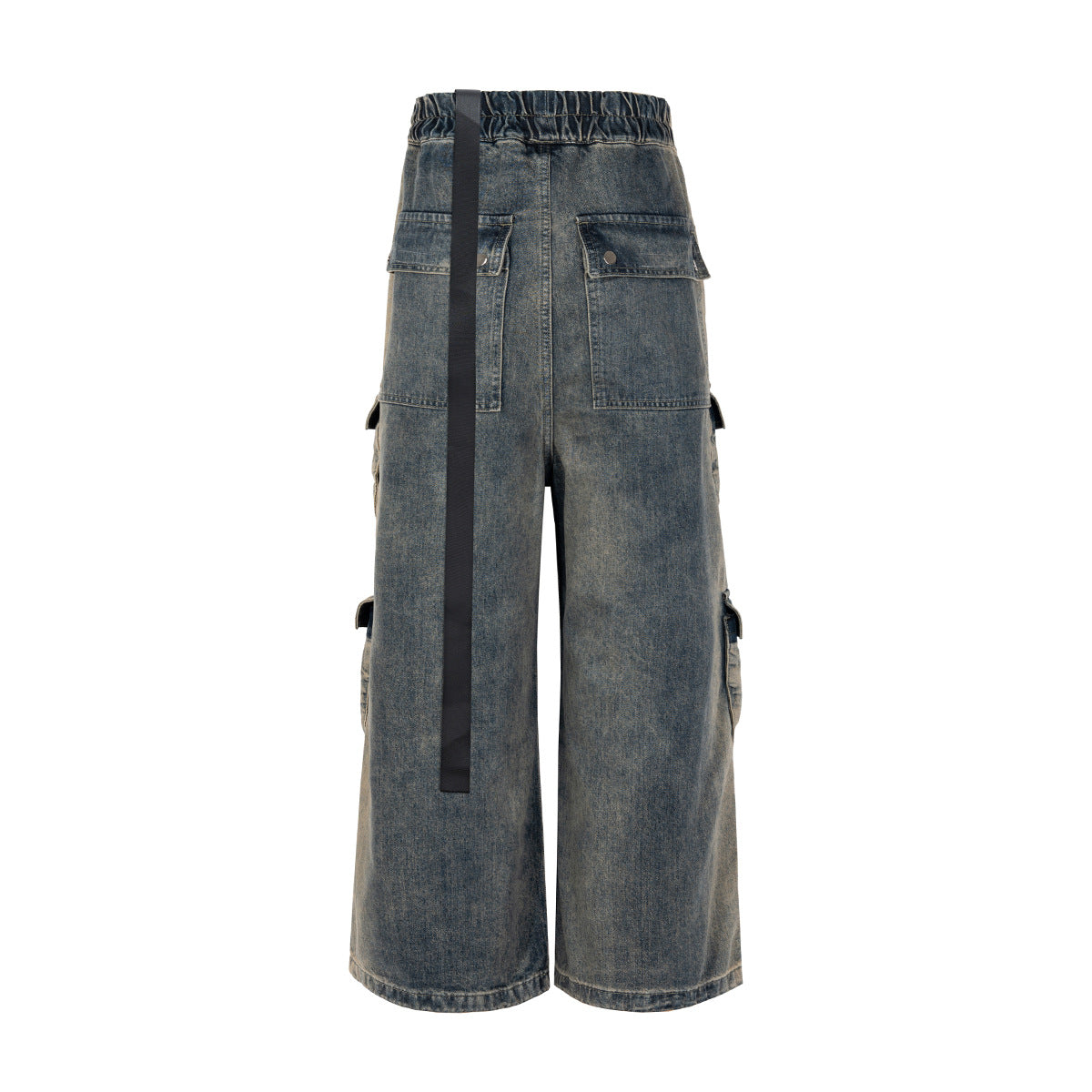 Gradient Washed Wide-Leg Cargo Denim Jeans WN11310