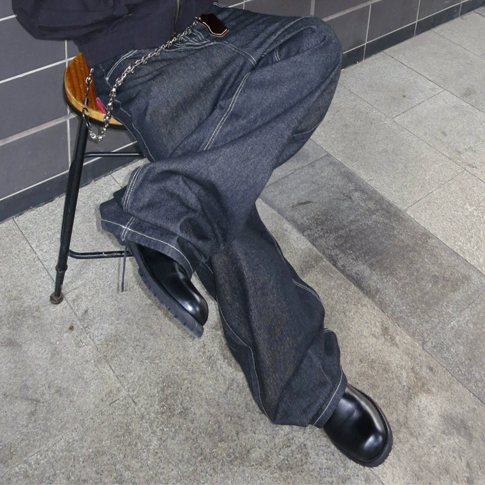 Three-Button Wide Leg Denim Jeans WN20892