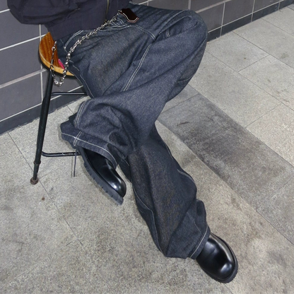 Three-Button Wide Leg Denim Jeans WN20892