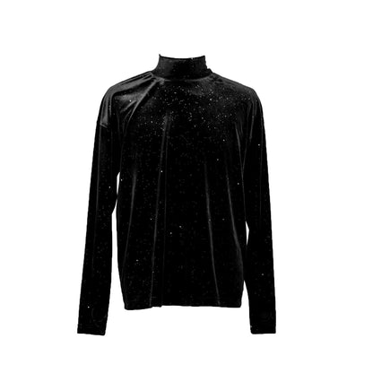 Velvet High-Neck Long Sleeve T-Shirt WN11894