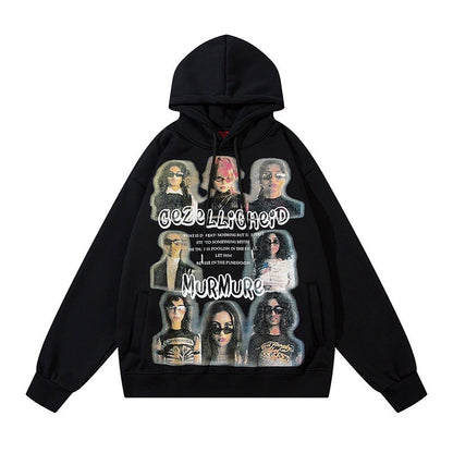 Graffiti Print Fleece Linning Pullover Hoodie WN10933