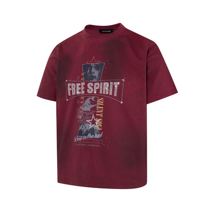 Washed Letter Print Short Sleeve T-Shirt WN25457