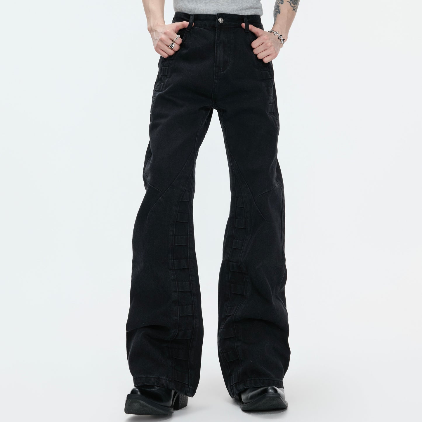 Gradient Wash Whisker High-Waist Wide Leg Denim Jeans WN27005