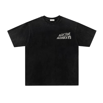 Washed Letter Print Short Sleeve T-Shirt WN26761