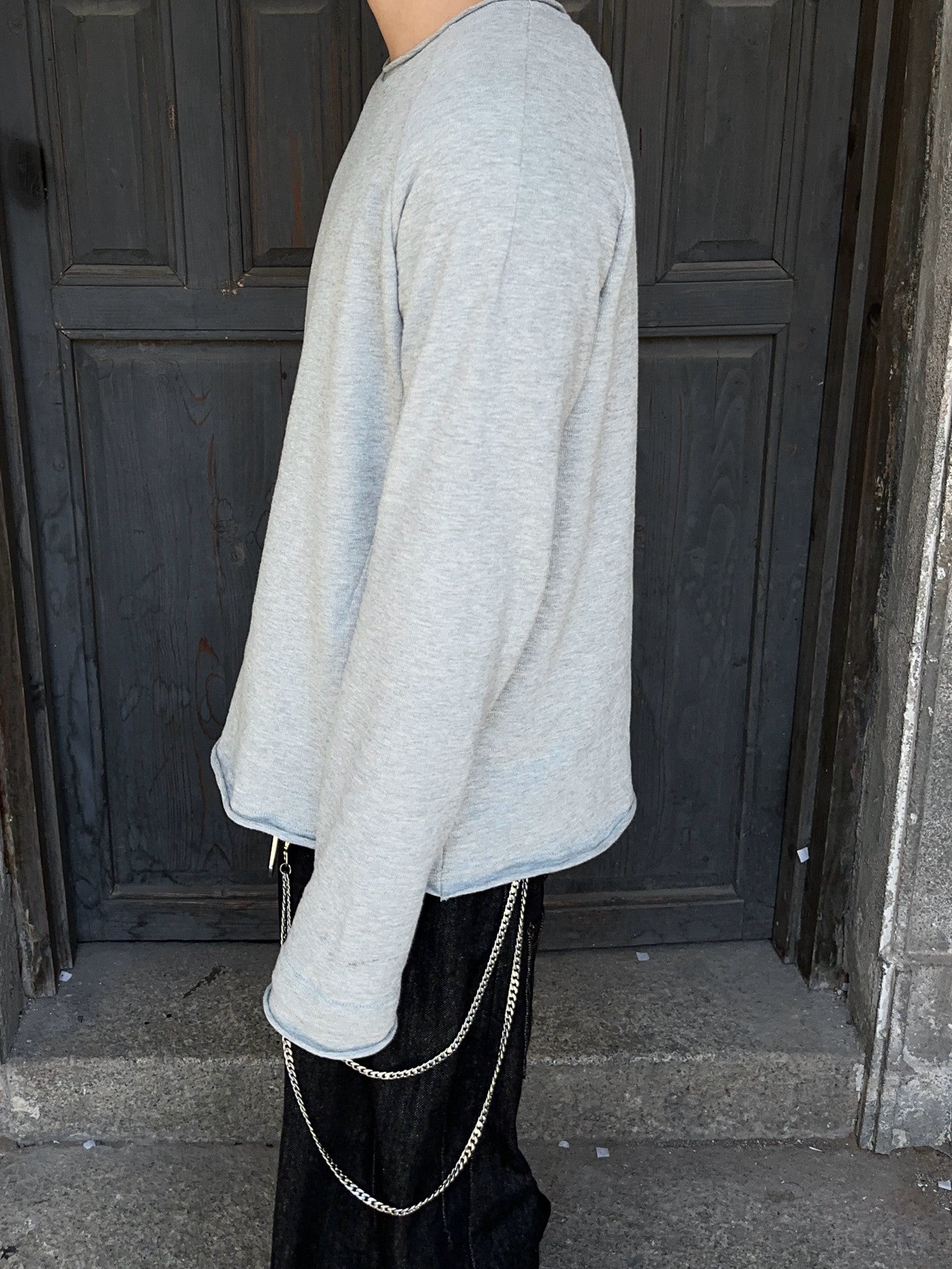 Raw Edge Oversize Long Sleeve T-Shirt WN24395