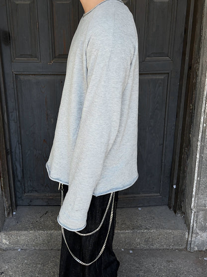 Raw Edge Oversize Long Sleeve T-Shirt WN24395