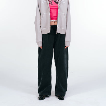 Washed Curved Design Wide Leg Sweatpants WN18891