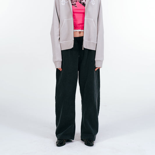 Washed Curved Design Wide Leg Sweatpants WN18891