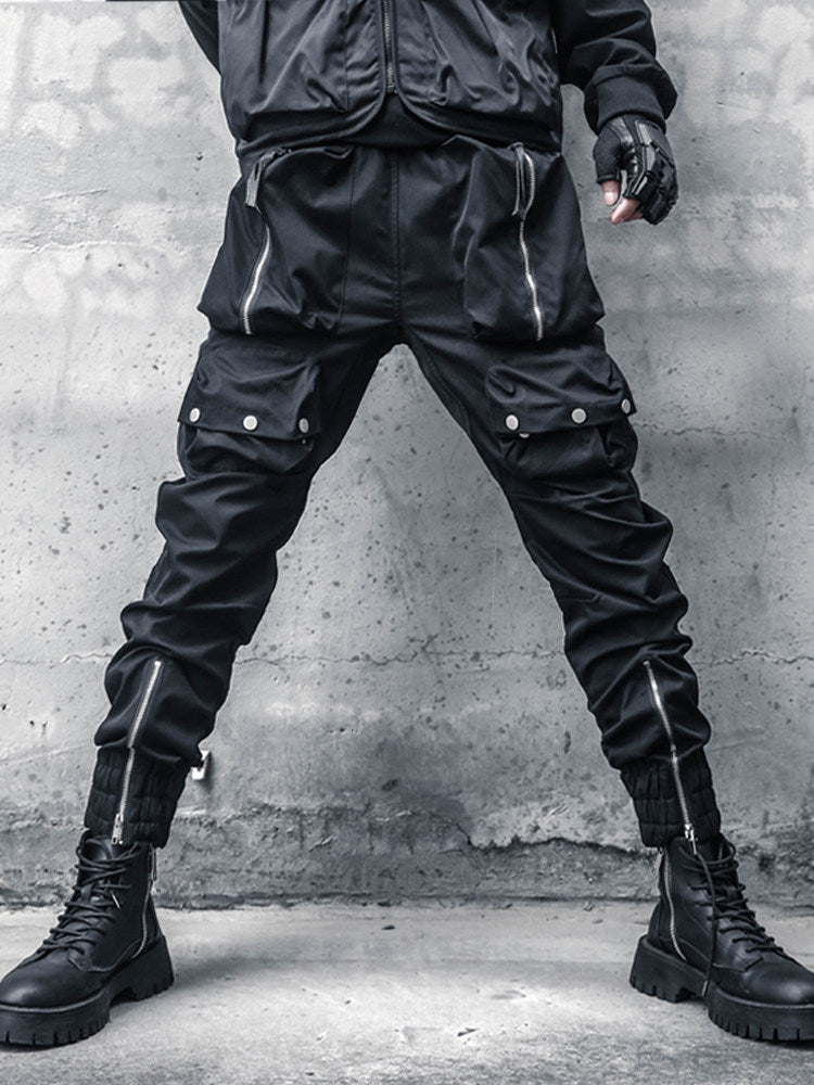 Functional Multi-Pocket Zipper Cuffed Cargo Pants WN22488