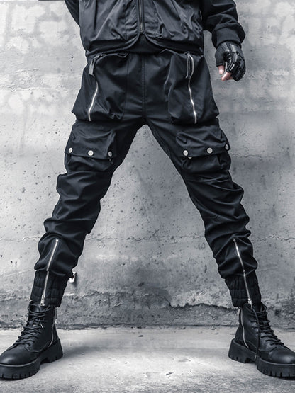 Functional Multi-Pocket Zipper Cuffed Cargo Pants WN22488